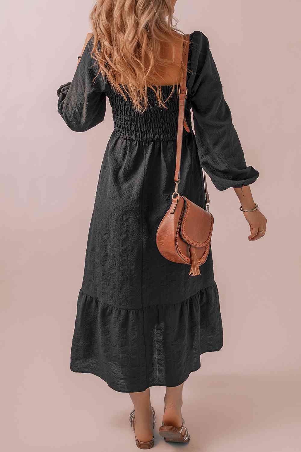 Square Neck Alluring Long Sleeve Dress